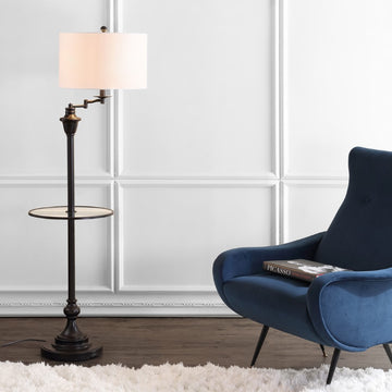 Cora 60" Metal/Glass LED Side Table and Floor Lamp - JONATHAN Y